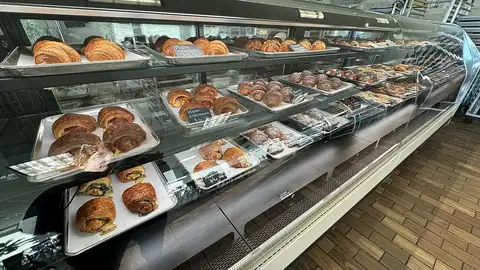 Bakery display of pastries